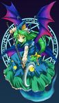  dress green_eyes green_hair hat magic_circle michii_yuuki mima solo staff touhou touhou_(pc-98) wings wizard_hat 