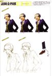  1boy brown_eyes brown_hair character_design concept_art looking_at_viewer male megaten morooka_inshirou official_art persona persona_4 simple_background sketch soejima_shigenori translation_request 