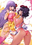  2girls asymmetrical_docking bb_(fate) bb_(fate/extra) bodypaint breast_press breasts covered_nipples fate/extra fate/grand_order fate_(series) hair_ornament hairpin highres katsushika_hokusai_(fate) large_breasts long_hair multiple_girls naked_paint paint_on_body paint_splatter painted_clothes purple_eyes purple_hair ruri_rarako 