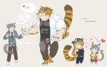  &lt;/3 &lt;3 anthro blush bodily_fluids brother brothers chibi clawlion clothed clothing domestic_cat duo felid feline felis half-brothers hi_res male mammal muscular muscular_male pantherine scared sibling stripes tears tiger white_body 