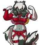  anthro belt_accessory bikini chest_harness clothing collar dominant dominant_female female furfrou harness leg_markings markings midriff muscular muscular_female nintendo pok&eacute;mon pok&eacute;mon_(species) solo swimwear video_games yenlei_haoharra(kynmedia) 