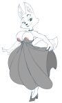  2022 anthro areola areola_slip big_breasts bigdon1992 breasts canid canine clothed clothing diane_foxington dreamworks dress eyebrow_piercing facial_piercing female fox fur green_eyes hi_res jewelry looking_at_viewer mammal piercing simple_background smile smiling_at_viewer solo the_bad_guys white_background 