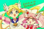  2022 2girls bishoujo_senshi_sailor_moon blonde_hair blue_eyes chibi_usa happy_birthday highres koseigahosiiiii magical_girl multiple_girls open_mouth pink_hair red_eyes simple_background star_(symbol) tsukino_usagi 