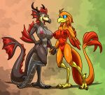  amara_(windborn) anthro antlers avian bassybefuddle bird breasts duo female fish_tail genitals hi_res horn nipples noona pussy windborn 