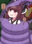  +++ 1girl ahoge arbok bdsm bondage bound brown_hair commission constriction hair_ornament highres looking_up parted_lips pink_eyes pokemon pokemon_(creature) rantana_(lalalalackluster) restrained skeb_commission smile touhoku_kiritan voiceroid 