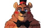  anthro bearnard_(wolf_love) blue_eyes bodily_fluids bodypaint bow_tie clothing crying face_paint five_nights_at_freddy&#039;s five_nights_at_freddy&#039;s_2 hat headgear headwear hi_res male mammal muscular muscular_male neck_tuft riley_morningstar sad scottgames shocked slightly_chubby solo tears top_hat toy_freddy_(fnaf) tuft ursid ursine video_games 