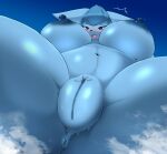  2020 anthro anthrofied blue_body blush breasts building building_sex eeveelution female genitals glaceon hi_res kify macro nintendo nipples open_mouth pok&eacute;mon pok&eacute;mon_(species) pussy solo stuck video_games 