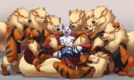  absurd_res anthro arcanine arctic_fox balls blizzard_(blizzyfox) blush canid canine collar feral fox furniture genitals group hi_res imminent_sex knot leash male male/male mammal milkshakefrappucino nintendo pok&eacute;mon pok&eacute;mon_(species) sofa video_games 