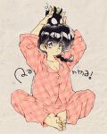  barefoot black_hair feet highres p-chan pajamas pig ranma-chan ranma_1/2 saotome_ranma simple_background takahashi_rumiko_(style) toes u_emmm 