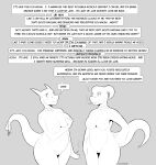  2022 accessory anthro big_breasts breasts choker cigarette dialogue duo embarrassed english_text female furgonomics genitals grey_background hand_on_breast hi_res holding_cigarette holding_object horn jewelry kobold koopacap meena_the_kobold monochrome navel necklace nipples nude pussy simple_background slightly_chubby smoking_cigarette tail_accessory text thick_thighs wide_hips 