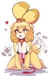  animal_crossing anthro boxphox breasts canid canine collar female hi_res isabelle_(animal_crossing) kneeling looking_at_viewer mammal nintendo open_mouth solo video_games yellow_body 