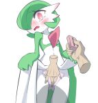  1girl bangs blush bob_cut bright_pupils clothed_pokemon colored_skin commentary_request controller cowboy_shot disembodied_limb ear_blush fang fingering fingering_through_clothes flat_chest gardevoir green_hair green_skin hair_over_one_eye highres holding holding_remote_control lifted_by_self looking_at_viewer m3_(gardevoir_m3) multicolored_skin nose_blush one_eye_covered open_mouth panties pink_panties pokemon pokemon_(creature) pussy_juice red_eyes remote_control remote_control_vibrator sex_toy short_hair simple_background solo_focus standing tears through_clothes two-tone_skin underwear vibrator vibrator_under_clothes wet wet_clothes wet_panties white_background white_pupils white_skin wide-eyed 