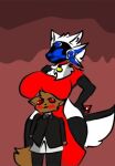  anthro big_breasts breasts canid canine canis domestic_cat duo felid feline felis female female/female furry helsy low_res machine mammal protogen toppingzackzx tp white_body wolf 