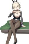 1girl absurdres bangs basaru_1106 breasts fate/grand_order fate_(series) grey_hair highres jeanne_d&#039;arc_alter_(avenger)_(fate) jeanne_d&#039;arc_alter_(fate) large_breasts looking_at_viewer short_hair sitting solo yellow_eyes 