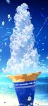  beach blue_sky bubble cloud cloudy_sky cone cumulonimbus_cloud day fish floating food highres ice_cream makoron117117 ocean original sand scenery sky soft_serve starfish sunlight water 