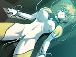  bdsm blonde_hair bondage bound breasts cable choukou_sentai_justice_blade game_cg green_eyes hyoudou_azumi large_breasts papaya_jun short_hair solo 