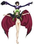  1girl artist_request black_hair bottomless c.c. cape clothed_male_nude_female code_geass green_hair highres jpeg_artifacts lelouch_lamperouge long_hair naked_cape navel no_panties nude purple_eyes pussy thigh_gap third-party_edit yellow_eyes 