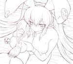  animal_ears blush breast_grab breasts bunny_ears character_request copyright_request cum grabbing greyscale huge_breasts long_hair monochrome mutsutake nipplejob penis pointy_ears ribbon sketch slit_pupils solo_focus translation_request uncensored 