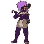  amber_eyes anthro bdsm breasts cinix clothing collar corset dominatrix female female_dom genitals gloves hair handwear hyaenid legwear licking licking_lips lingerie looking_at_viewer mammal panda-chan_(artist) purple_clothing purple_hair pussy riding_crop solo spotted_hyena stockings tongue tongue_out topwear whip 