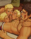  5boys abs artist_name bara black_hair blonde_hair blue_eyes chest_hair clone closed_eyes erection facepaint facial_hair facial_mark fellatio highres inuzuka_kiba large_pectorals licking licking_penis licking_testicle looking_at_another male_pubic_hair male_underwear male_underwear_pull multiple_boys muscular muscular_male naruto naruto_(series) naruto_shippuuden navel nipple_tweak nipples nude open_mouth oral pectorals penis pubic_hair red_male_underwear short_hair testicles underwear uzumaki_naruto vince_(vinceteaa) whisker_markings yaoi 