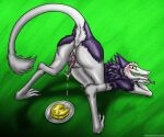  absurd_res anthro anus butt cheese claws dairy_products female food fur genitals heartlessangel3d hi_res jack-o&#039;_pose open_mouth pose presenting presenting_hindquarters purple_body purple_fur pussy rain_silves sergal solo tongue tongue_out white_body white_fur 