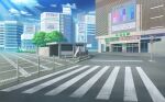  blue_sky bollard building chisagogo2 city cityscape cloud commentary_request crosswalk no_humans original outdoors road road_sign scenery sign sky street tree 