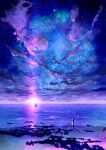  1girl artist_name banned_artist beach boat cloud highres horizon midori_foo original scenery sky star_(sky) starry_sky watercraft 