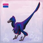  &lt;3 1:1 absurd_res ambiguous_gender bambiraptor beak bisexual_pride_colors dinosaur feathered_dinosaur feathers feral hi_res kutv lgbt_pride looking_at_viewer plant pride_color_body pride_colors reptile scalie sketch sketch_background solo spots spotted_body tree 