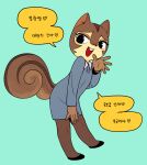  &lt;3 2022 5_fingers anthro brown_body chipmunk clothing female fingers footwear green_background ground_squirrel hi_res korean_text mammal open_mouth rodent sciurid shoes shurueder simple_background smile solo text 