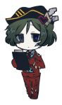  1boy absurdres black_eyes black_headwear blue_eyes blue_pupils chibi clipboard coco_(556ch0cl8) collared_shirt commentary_request dot_nose e.g.o_(project_moon) employee_(lobotomy_corporation) expressionless extra_eyes formal full_body gloves grey_eyes hair_ornament hat heart heart_hair_ornament heterochromia highres holding holding_clipboard lobotomy_corporation long_sleeves male_focus necktie project_moon red_gloves red_necktie red_suit shirt short_hair simple_background solo standing suit transparent_background white_shirt 