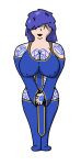  absurd_res big_breasts blue_clothing bottomwear breasts cassandra_(thewhiteorbit) clothed clothing female footwear hair hi_res human humanoid legwear looking_at_viewer mammal markings not_furry re-logic simple_background solo terraria thewhiteorbit(two) thick_thighs thigh_highs topwear 
