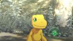  agumon agumon_(survive) ambiguous_gender anthro bandai_namco belly biped colored detailed_background digimon digimon_(species) digimon_survive glowing green_eyes green_glow light light_beam mouth_closed no_navel official_art orange_body orange_scales plant portrait scales scalie shaded solo sunbeam sunlight teeth_showing three-quarter_portrait unknown_artist 