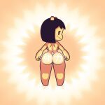  1:1 big_butt black_hair blush breasts butt digital_media_(artwork) female hair hi_res horn looking_at_viewer looking_back nude raised_tail rear_view short_stack short_tail shun_goku_satsu shy_ayu smile smiling_at_viewer thick_thighs yellow_body yellow_skin yopy yuh_(yopy) 