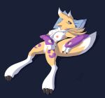  anthro bandai_namco breasts chest_tuft digimon digimon_(species) female genitals hi_res jared_dillon lying on_back pussy renamon solo tuft 