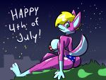  4th_of_july animate_inanimate anthro aygee canid canine canis city cityscape domestic_dog female fireworks hi_res hill inflatable living_inflatable mammal night nordic_sled_dog rubber sofi_(aygee) solo spitz 