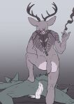  2022 absurd_res anthro anthro_on_anthro antlers anus athletic athletic_anthro athletic_male backsack balls barefoot beastars bed bent_leg butt canid canine canis cervid cigarette duo erection feet ffog foot_on_butt foreskin fur furniture genitals gradient_background grey_background hi_res horn humanoid_feet humanoid_genitalia humanoid_penis legoshi_(beastars) louis_(beastars) lying male male/male mammal muzzle_(object) muzzled nude on_bed on_front penis perineum plantigrade rear_view simple_background smoke standing tattoo tuft wolf 