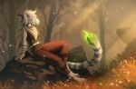  2022 anthro breasts clothed clothing day detailed_background digital_media_(artwork) digitigrade felid feline female grass hioshiru mammal outside pantherine plant sitting smile solo 