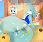  ambiguous_fluids ambiguous_gender animal_crossing anthro anus breasts hi_res lagomorph leporid male mammal nintendo nwopi rabbit sasha_(animal_crossing) solo thick_thighs video_games 