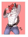  anthro axel-unknown clothed clothing full-length_portrait male male/male nyushki-draws portrait scar solo tattoo unknown_species 