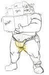  anthro beard belly big_belly bodily_fluids brickoven clothing diaper diaper_under_clothing facial_hair genital_fluids hat headgear headwear hi_res male mammal mature_male overweight overweight_male solo urine ursid watersports wet_diaper wetting 