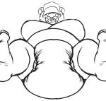  anthro beard belly big_belly brickoven clothing crossed_arms diaper facial_hair hat headgear headwear hi_res male mammal mature_male monochrome overweight overweight_male pacifier solo ursid 