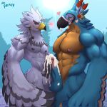  &lt;3 2022 abs annoyed anthro anthro_on_anthro avian ball_size_difference balls beak biceps big_balls big_muscles big_penis bird blush bodily_fluids breath_of_the_wild cross-popping_vein cum cum_on_penis day duo erection eye_contact eyebrows feathers frottage frown genital_fluids genitals hi_res humanoid_genitalia humanoid_penis kass_(tloz) looking_at_another love male male/male mr._frenzy muscular muscular_anthro muscular_male narrowed_eyes nintendo nipples non-mammal_balls non-mammal_nipples nude obliques outside pecs penis penis_size_difference plant rito sex signature size_difference sky smile standing standing_sex teba_(tloz) the_legend_of_zelda tree tuft video_games 