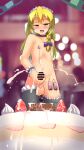  1boy anal anal_beads anal_object_insertion bangs bar_censor belt_collar birthday_cake black_choker black_thighhighs blonde_hair blurry blurry_background bow cake censored choker collar commentary_request cookie_(touhou) cowboy_shot cum cum_on_food ejaculation fang food frilled_hairband frilled_legwear frills fruit genderswap genderswap_(ftm) hair_bow hairband happy_birthday highres kirisame_marisa kurotsuki_hiiragi long_hair looking_at_viewer male_focus male_masturbation masturbation nude object_insertion open_mouth otoko_no_ko penis purple_bow rei_(cookie) sex_toy skin_fang smile solo strawberry strawberry_shortcake tape testicles thighhighs tongue tongue_out torogao touhou vibrator vibrator_on_nipple wrist_cuffs yellow_eyes 