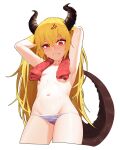  absurd_res animal_humanoid blush breasts camel_toe clothing dragon dragon_humanoid female hair hi_res horn horned_humanoid humanoid long_hair looking_at_viewer not_furry sangobob small_breasts solo standing towel underwear 