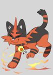  bell black_and_red bluechubbywolf domestic_cat felid feline felis feral fire happy hi_res male mammal musical_note nintendo pok&eacute;mon pok&eacute;mon_(species) smile solo torracat video_games 