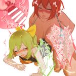  2girls all_fours bangs bar_censor bikini black_swimsuit blue_bikini blue_eyes blush bow breasts censored cervical_penetration cervix clothing_aside commentary_request cookie_(touhou) cross-section cum cum_in_pussy daiyousei diyusi_(cookie) ejaculation full_body futa_with_female futanari green_hair hair_bobbles hair_bow hair_ornament half-closed_eyes heart huge_breasts internal_cumshot jiyu_(jiyusi) long_hair looking_at_another multiple_girls nipple_slip nipples nose_blush onozuka_komachi open_mouth pale_skin penis ponytail red_eyes red_hair school_swimsuit sex sex_from_behind shaded_face shishou_(cookie) short_hair simple_background small_breasts striped striped_bikini swimsuit swimsuit_aside tongue tongue_out torogao torso_grab touhou translation_request unusually_open_eyes uterus vaginal wet white_background white_bikini yellow_bow 