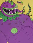  3:4 anthro big_nipples bodily_fluids ches96 chomper_(pvz) electronic_arts elemental_creature flora_fauna humanoid male muscular nipples pec_milking plant plants_vs._zombies popcap_games saliva smile solo tentacles tongue video_games 