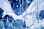  animal_focus blue_background blue_theme blurry blurry_foreground bubble commentary facing_away flying from_side highres ice lugia no_humans pokemon pokemon_(creature) solo tugu_pi water 