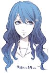  1girl bangs blue_eyes danganronpa:_trigger_happy_havoc danganronpa_(series) green_hair grey_background hair_between_eyes hair_ornament hairclip long_hair maizono_sayaka portrait sailor_collar sakuyu sideways_glance simple_background smile solo translation_request 