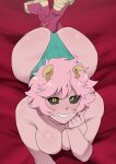  absurd_res ashido_mina breasts butt clothed clothing female hair hi_res humanoid minakamin90 my_hero_academia not_furry pink_body pink_hair pink_skin solo topless 